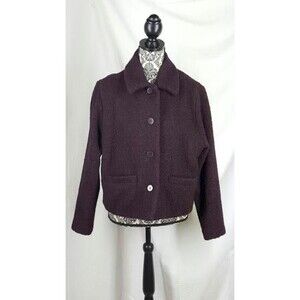 Eileen Fisher Size Small Womens Blazer Wool Blend Purple Pockets Long Sleeves